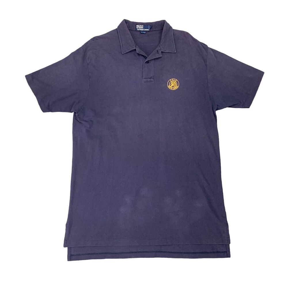 Vintage Ralph Lauren Polo Shirt Mens XL Extra Large Navy Cotton Made Hong Kong